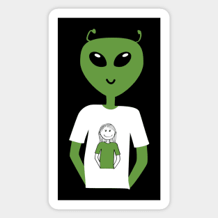 Alien Human T-shirt-T-shirt , Long hair (Dark backgrounds Sticker